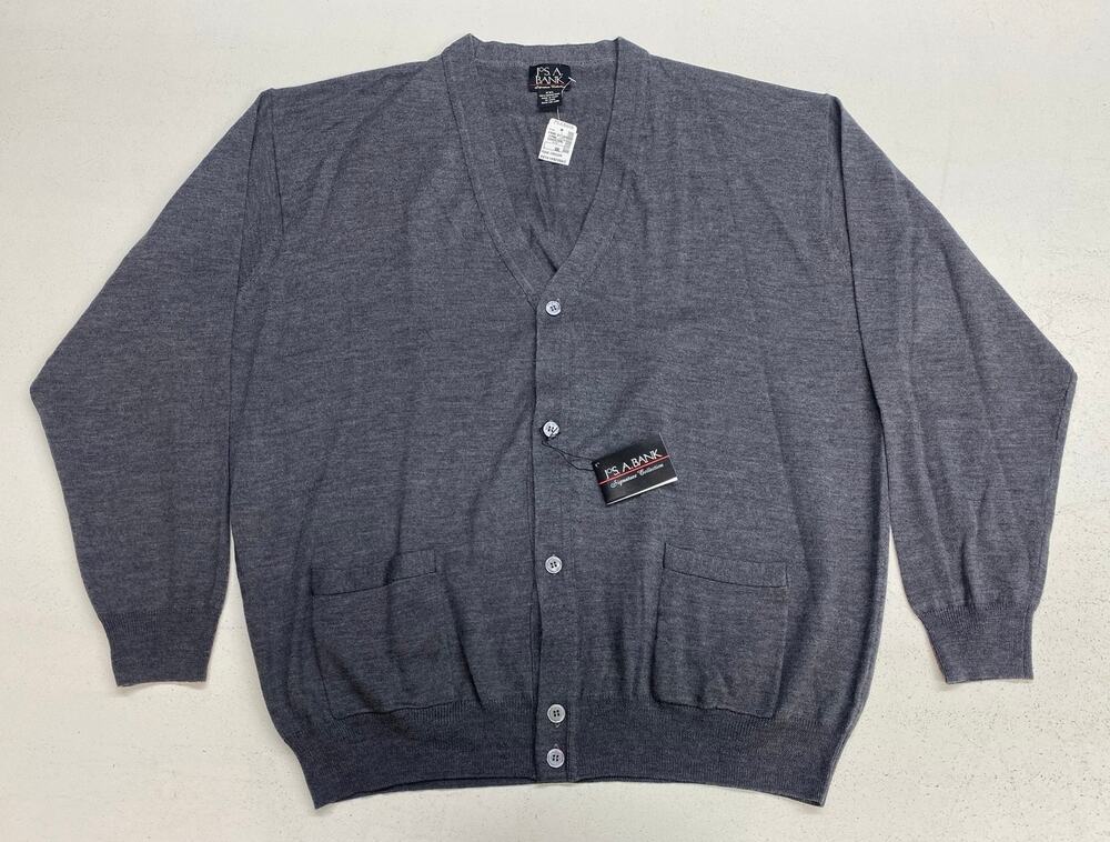 NEW Men Jos. A. Bank Signature Collection merino wool cardigan sweater, XXL